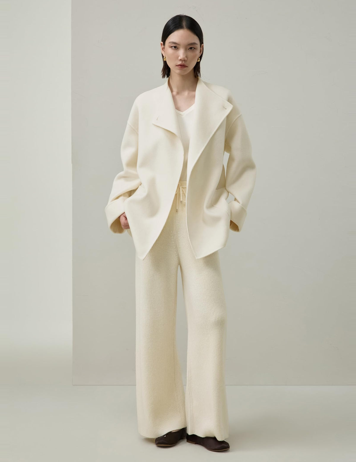 Wool-Cashmere Oversized Coat With Tie Belt