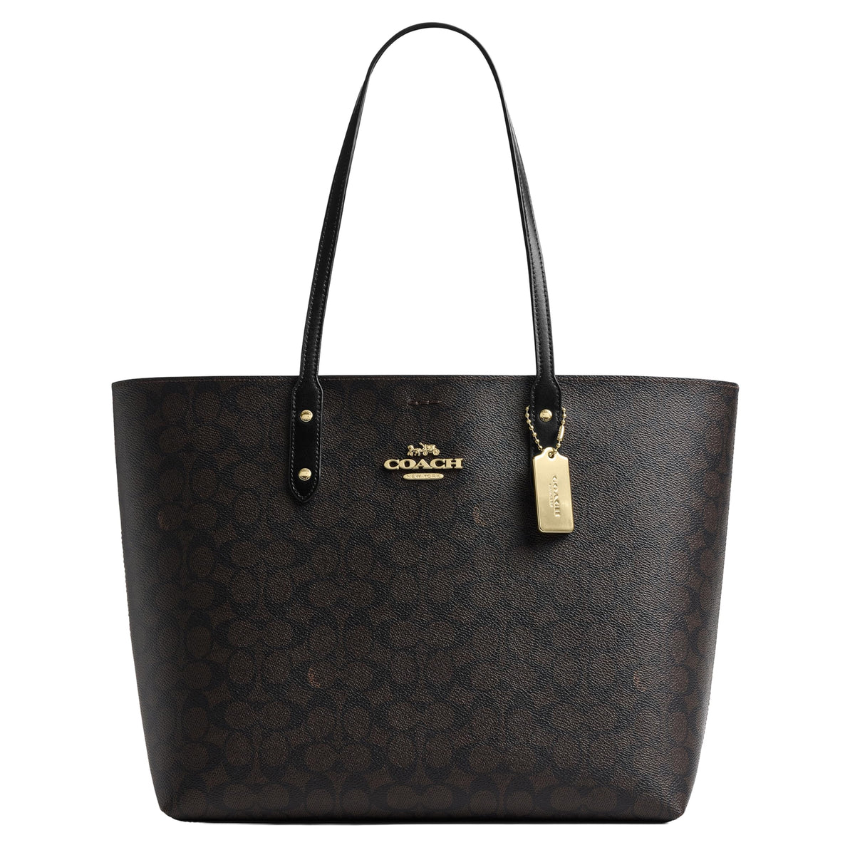 Polished Pebble Leather Tote With Zip Pocket
