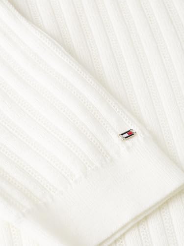 Pointelle Cotton V-Neck Short-Sleeve Polo Sweater