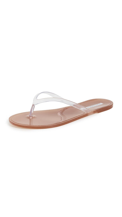 Crystal Jelly Flip Flops With Rhinestone Straps
