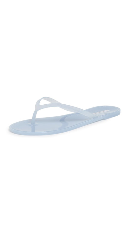 Crystal Jelly Flip Flops With Rhinestone Straps