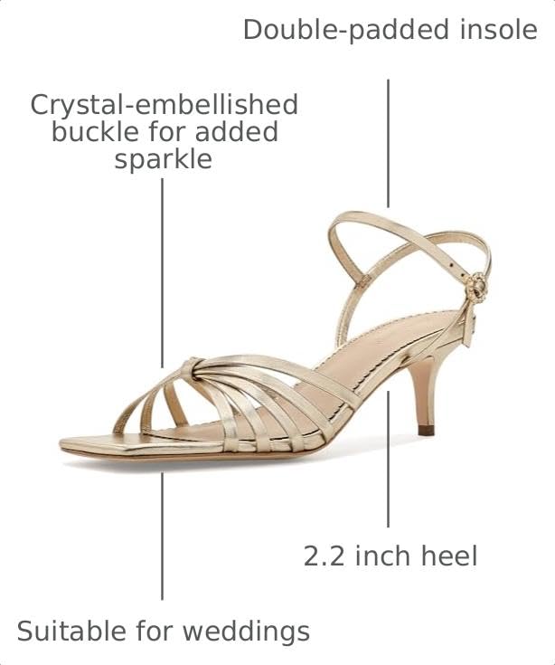 Metallic Strappy Kitten Heel Sandals