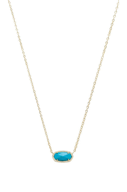 14K Gold-Plated Stone Pendant Necklace
