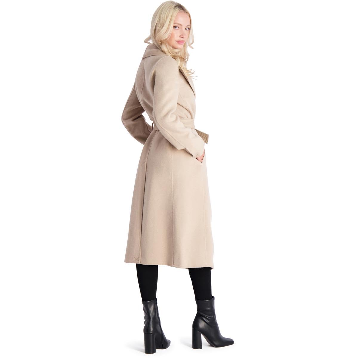 Fitted Tweed Coat With Waist Belt