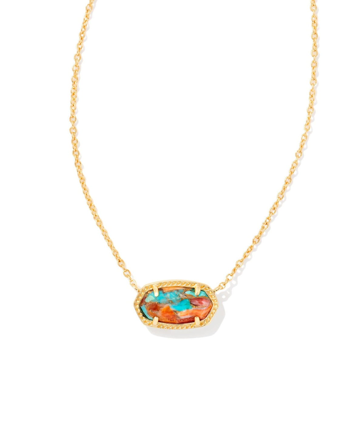 14K Gold-Plated Stone Pendant Necklace