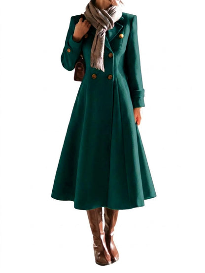 Double-Breasted Long Wool-Blend Coat