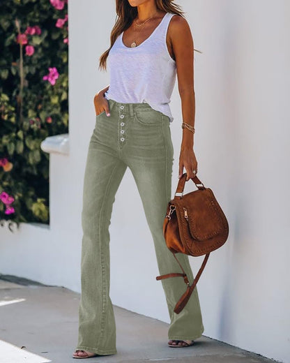 High-Waisted Stretch Bootcut Jeans