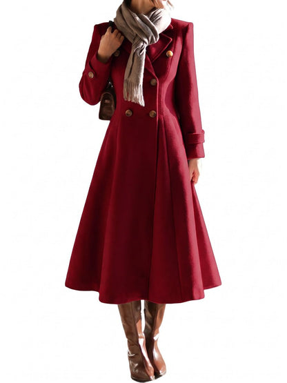Double-Breasted Long Wool-Blend Coat