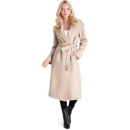 Fitted Tweed Coat With Waist Belt
