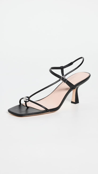 Strappy Mid-Heel Sandals With Sculptural Detail