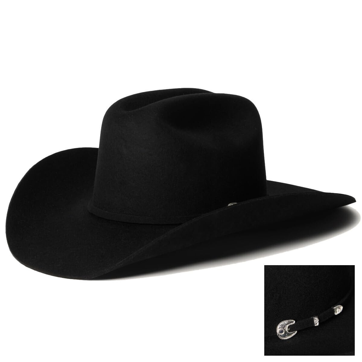 Wool Cowboy Hat With Structured Western Brim