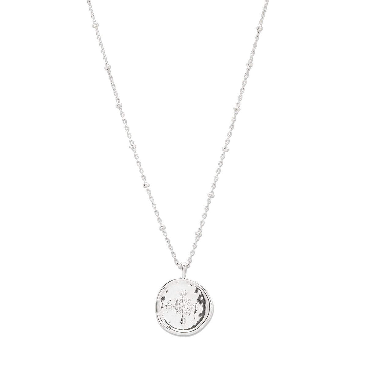 Compass Coin Pendant Necklace With Adjustable Chain
