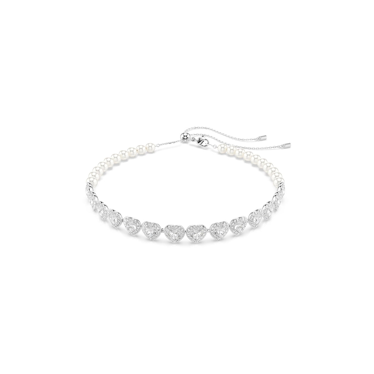 Crystal & Pearl Jewelry With Rhodium Finish