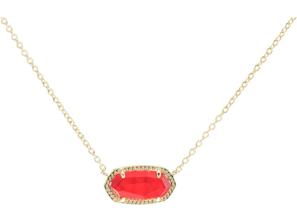 14K Gold-Plated Stone Pendant Necklace