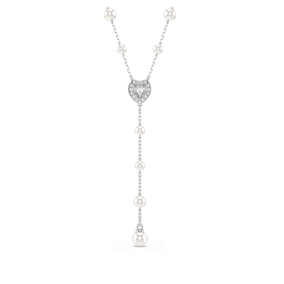 Crystal & Pearl Jewelry With Rhodium Finish