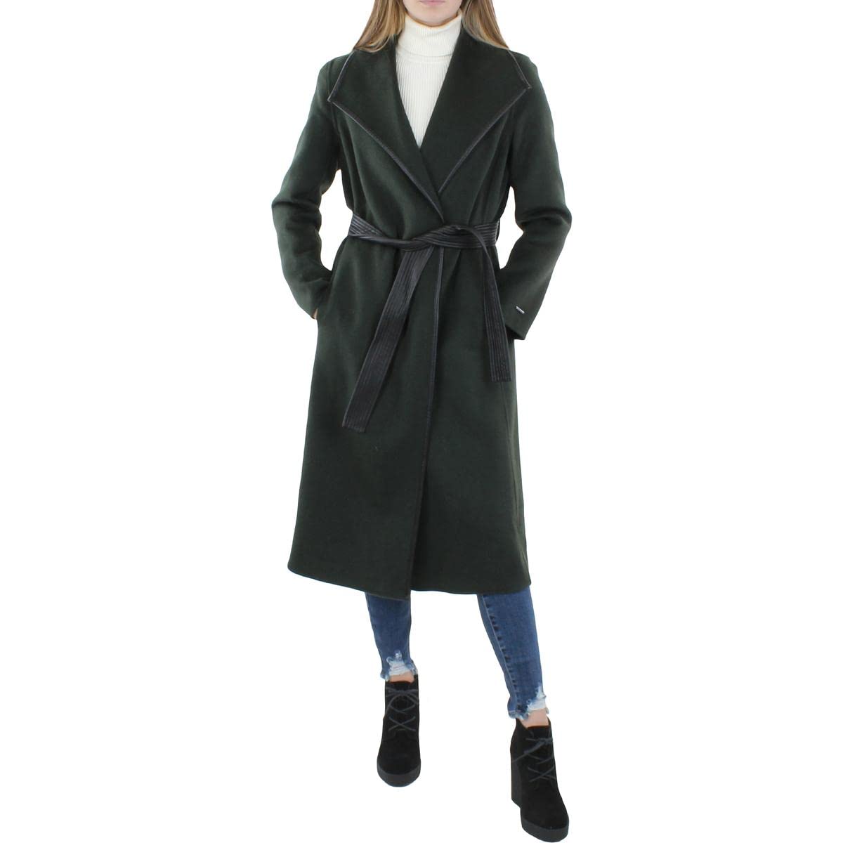 Fitted Tweed Coat With Waist Belt