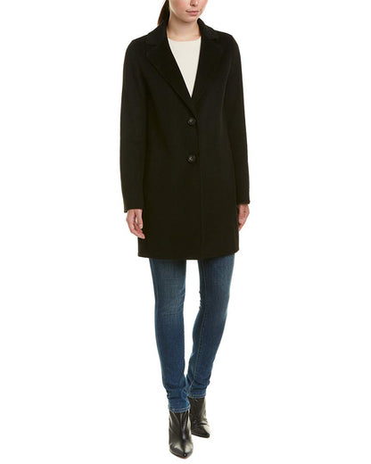 Fitted Tweed Coat With Waist Belt