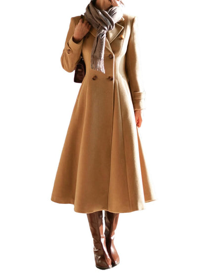 Double-Breasted Long Wool-Blend Coat