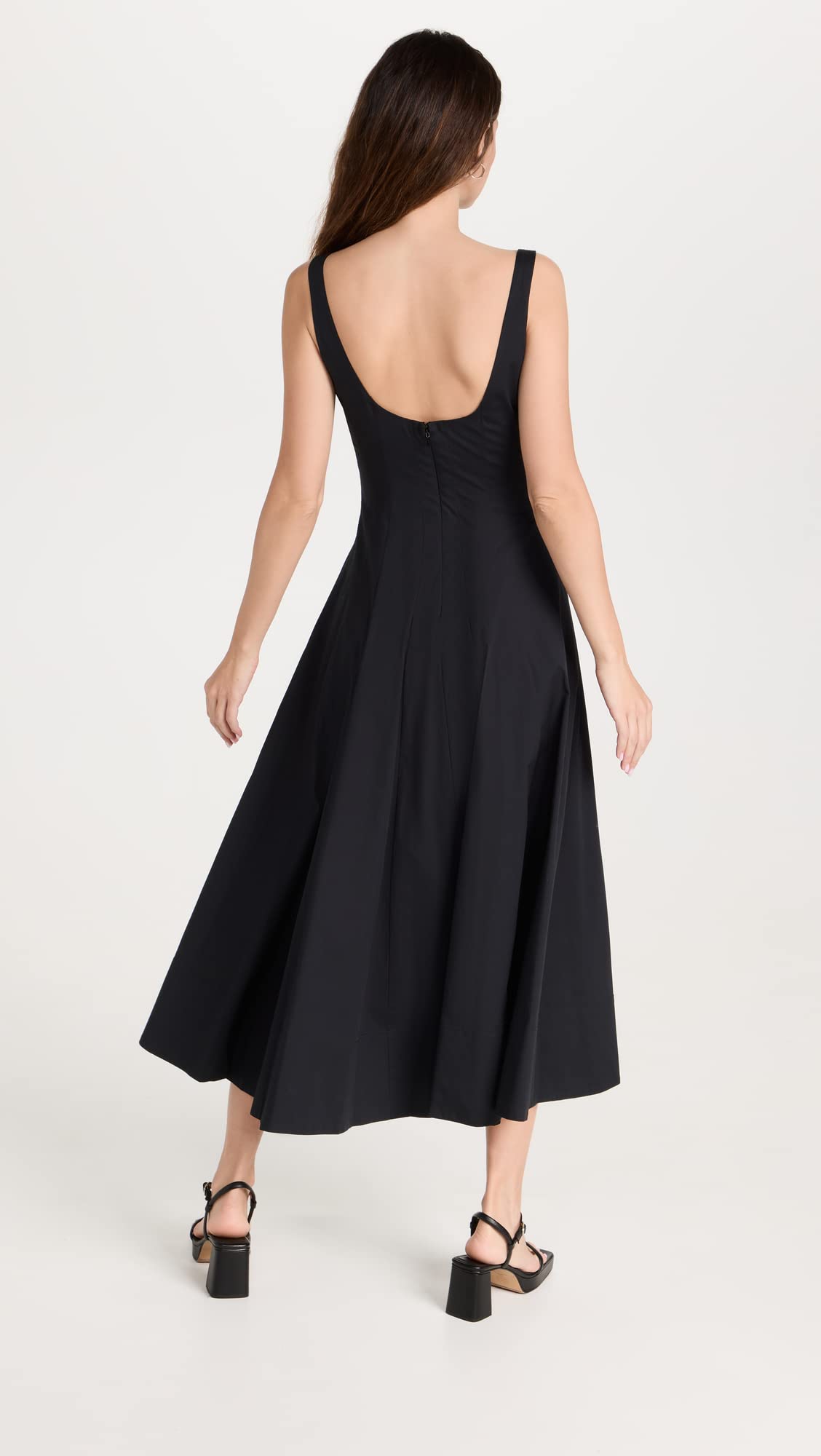 Fit-and-Flare Midi Dress With Structured Bodice