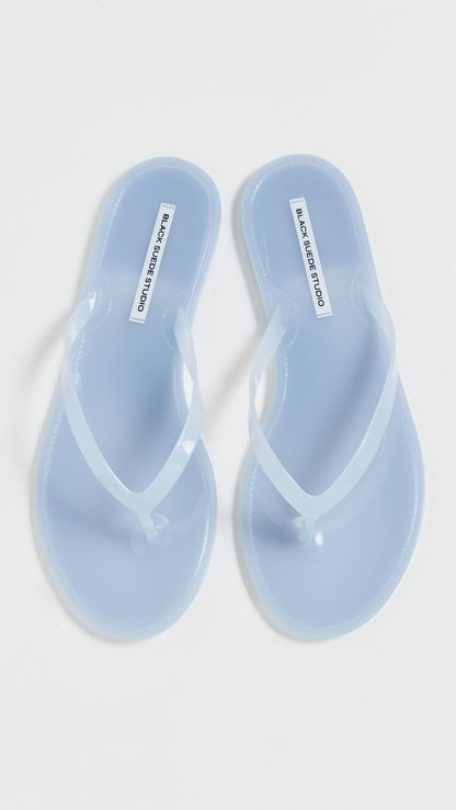 Crystal Jelly Flip Flops With Rhinestone Straps