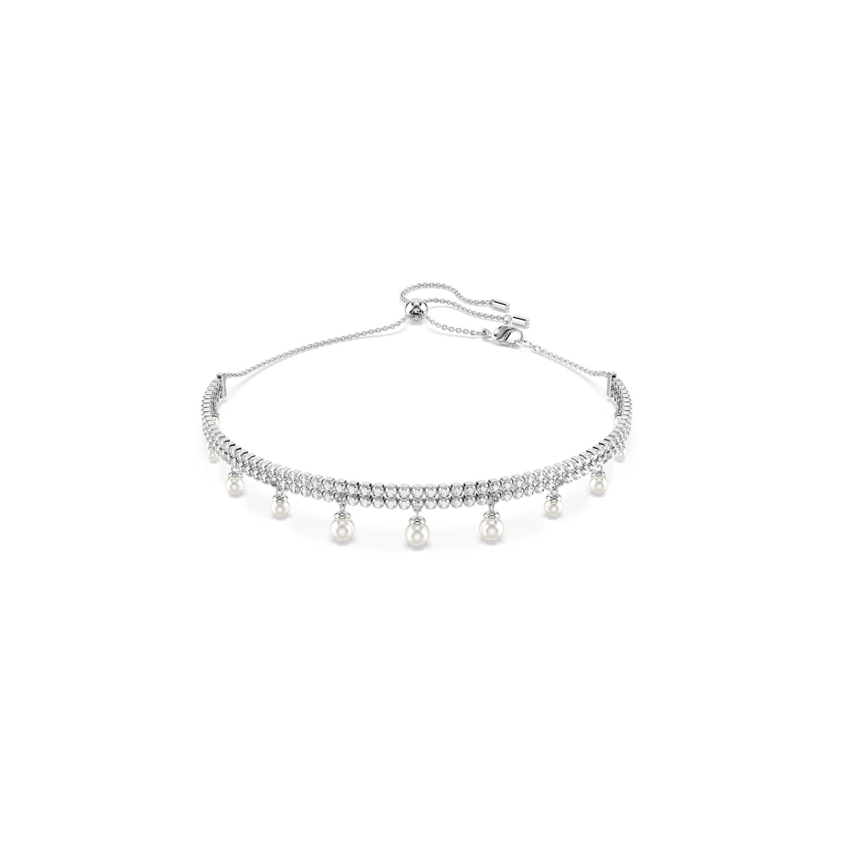 Crystal & Pearl Jewelry With Rhodium Finish