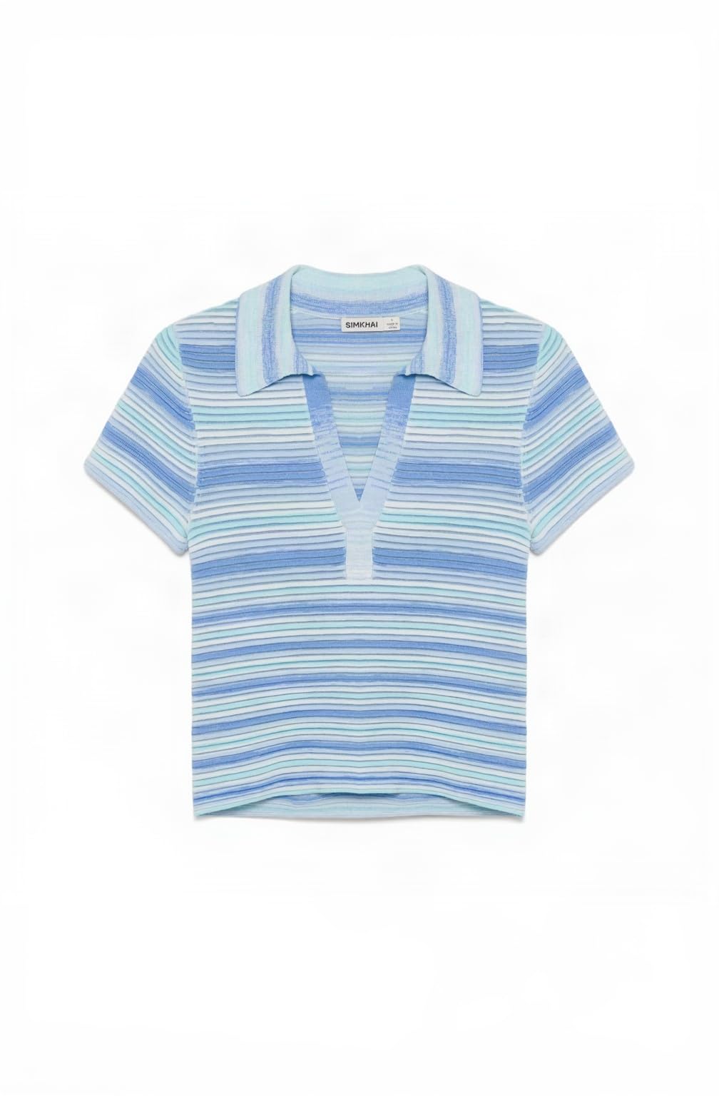 Space-Dyed Knit Short-Sleeve Polo Top