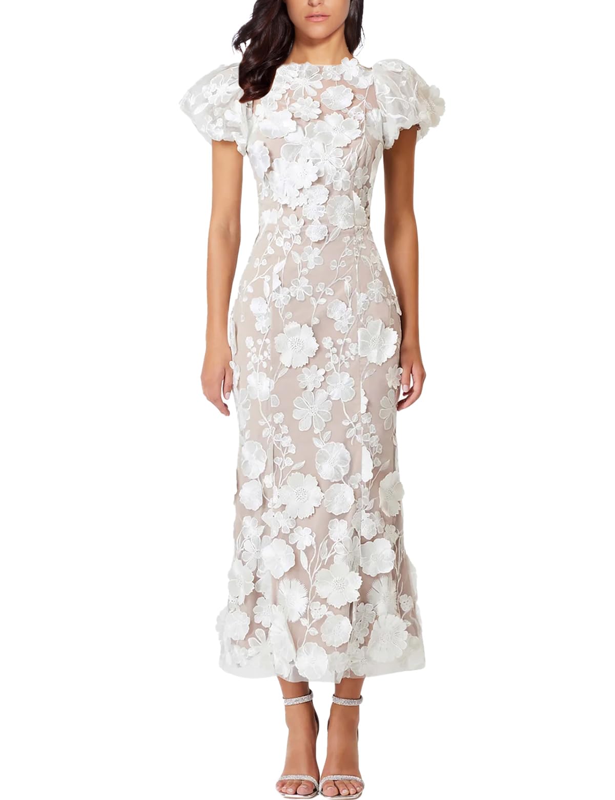 Floral Embroidered Lace Fishtail Mini Dress