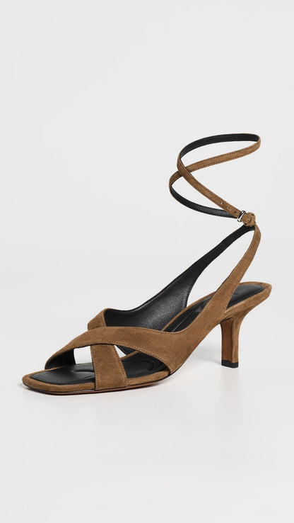 Leather Heeled Sandals With Minimalist Straps