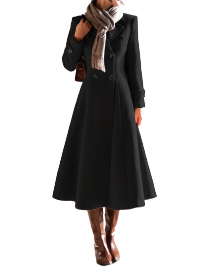 Double-Breasted Long Wool-Blend Coat