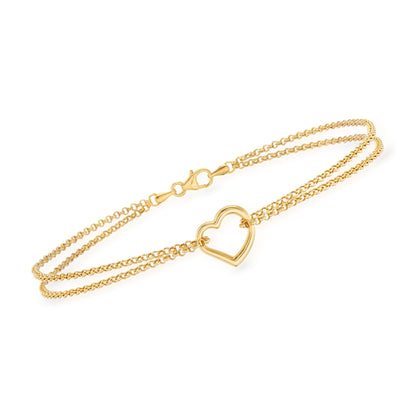 14K Gold Double-Strand Heart Anklet