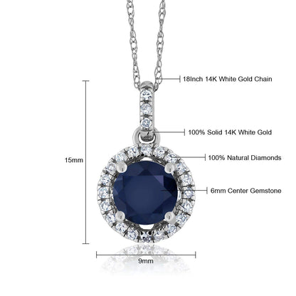 14K White Gold Sapphire & Diamond Necklace
