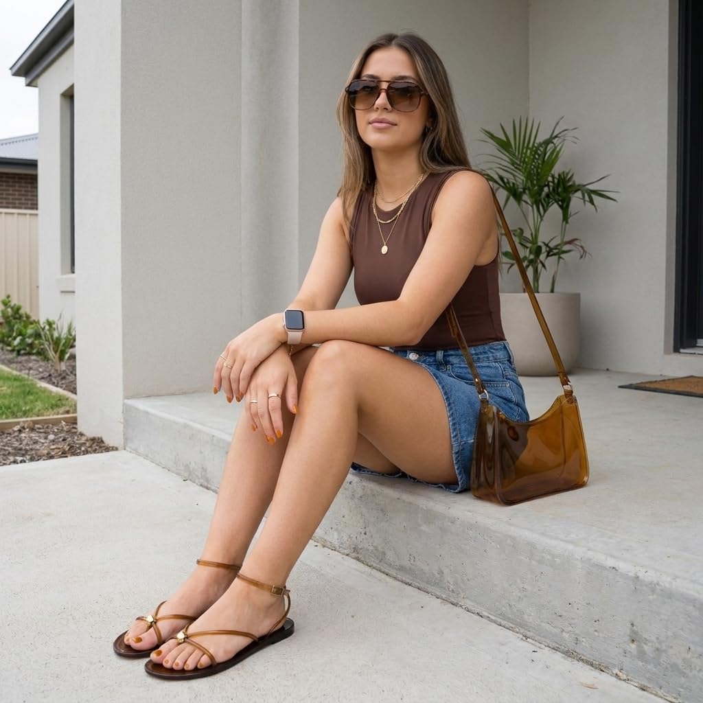 Jelly Strappy Sandals With Gold-Tone Hardware