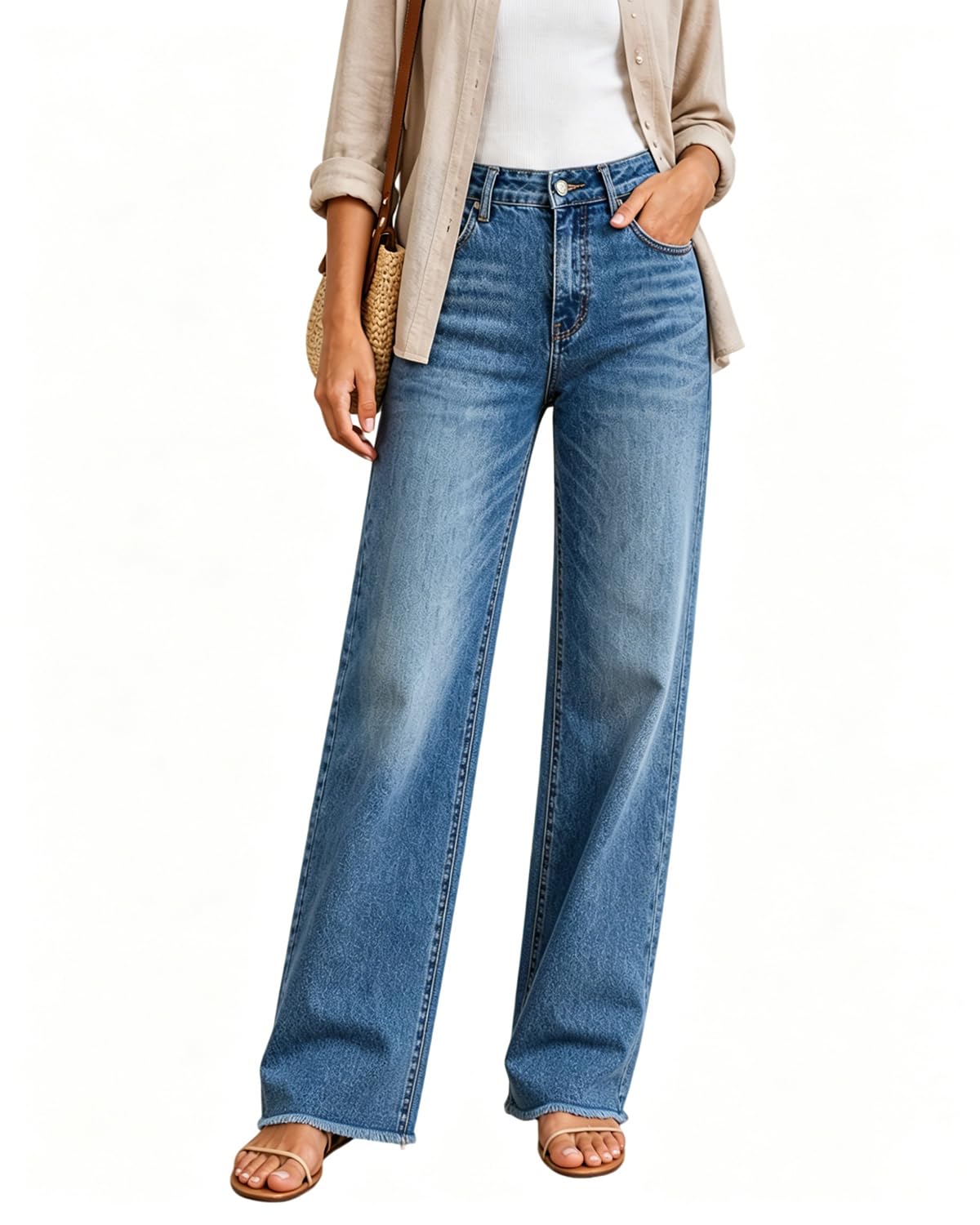 High-Waisted Stretch Straight-Leg Jeans