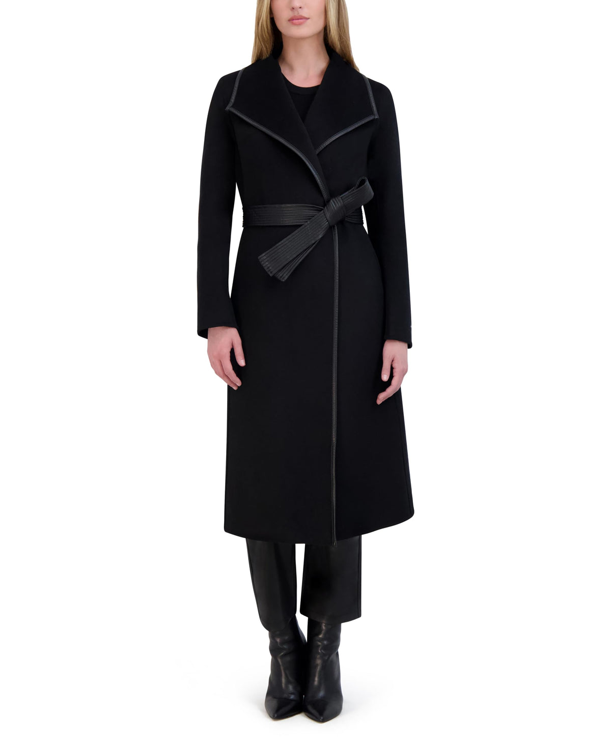 Fitted Tweed Coat With Waist Belt