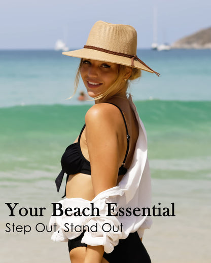 Wide-Brim Straw Fedora With Structured Crown