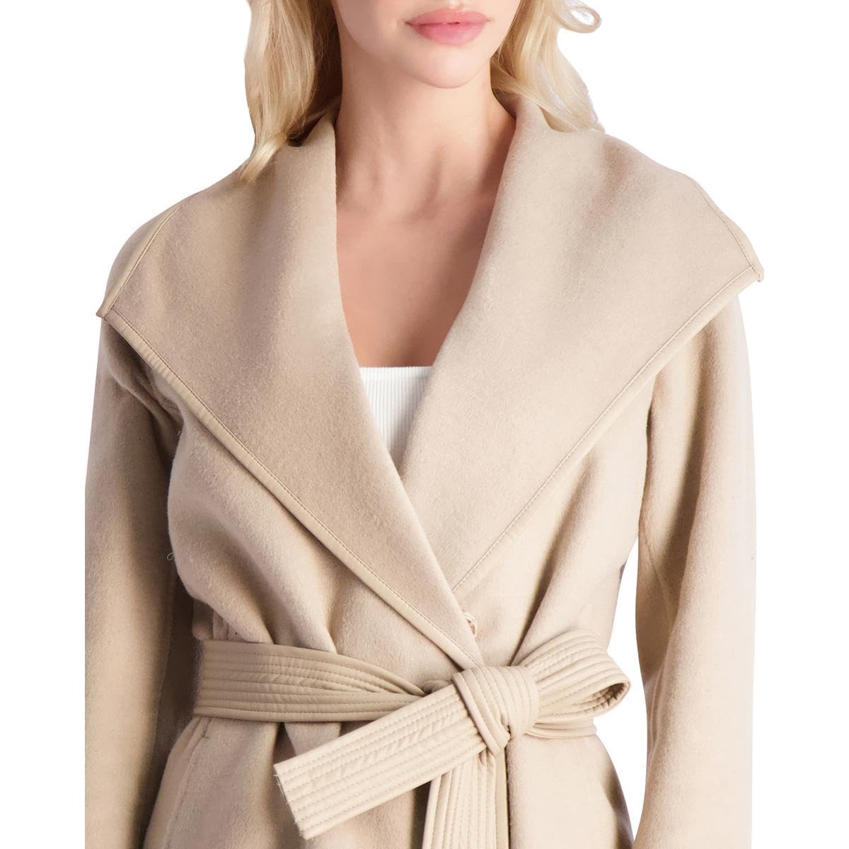 Fitted Tweed Coat With Waist Belt
