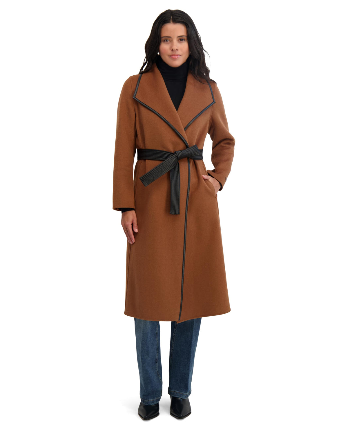 Fitted Tweed Coat With Waist Belt