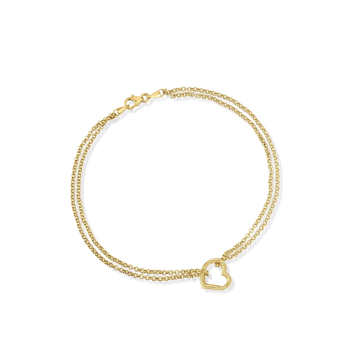 14K Gold Double-Strand Heart Anklet