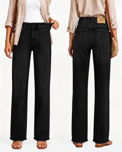 High-Waisted Stretch Straight-Leg Jeans