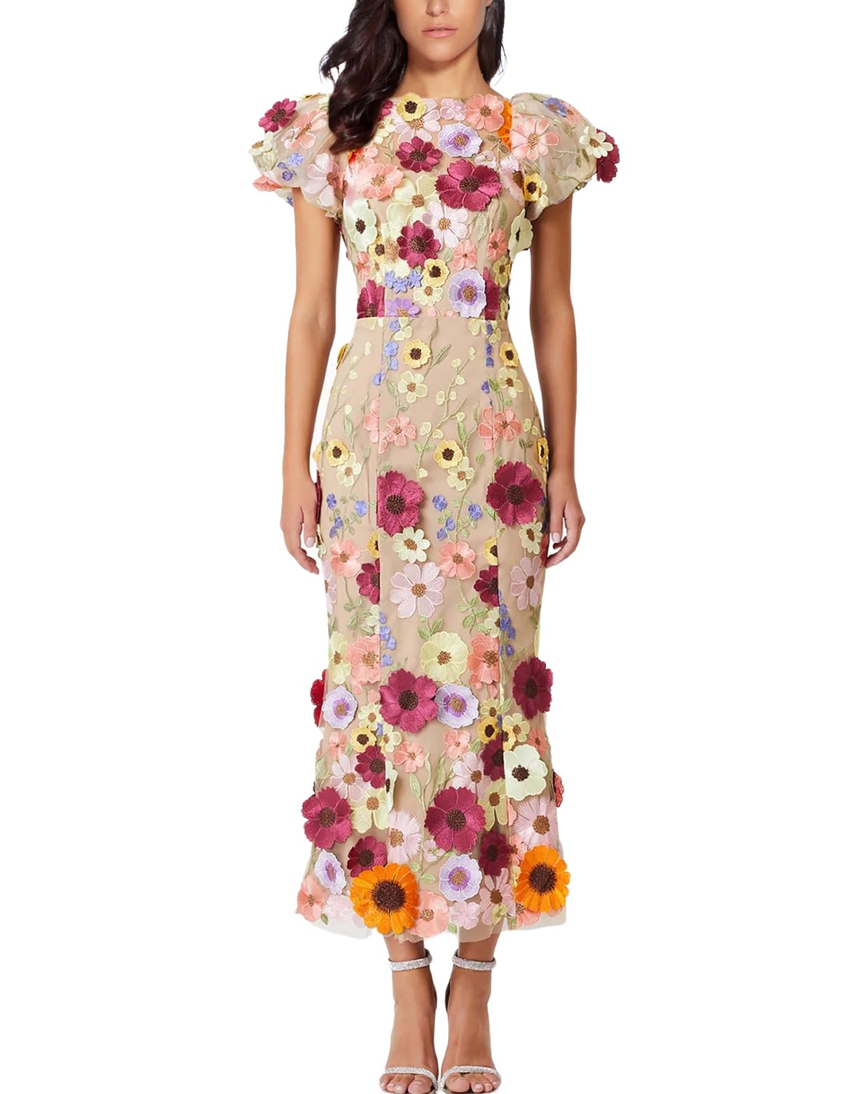 Floral Embroidered Lace Fishtail Mini Dress