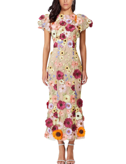 Floral Embroidered Lace Fishtail Mini Dress
