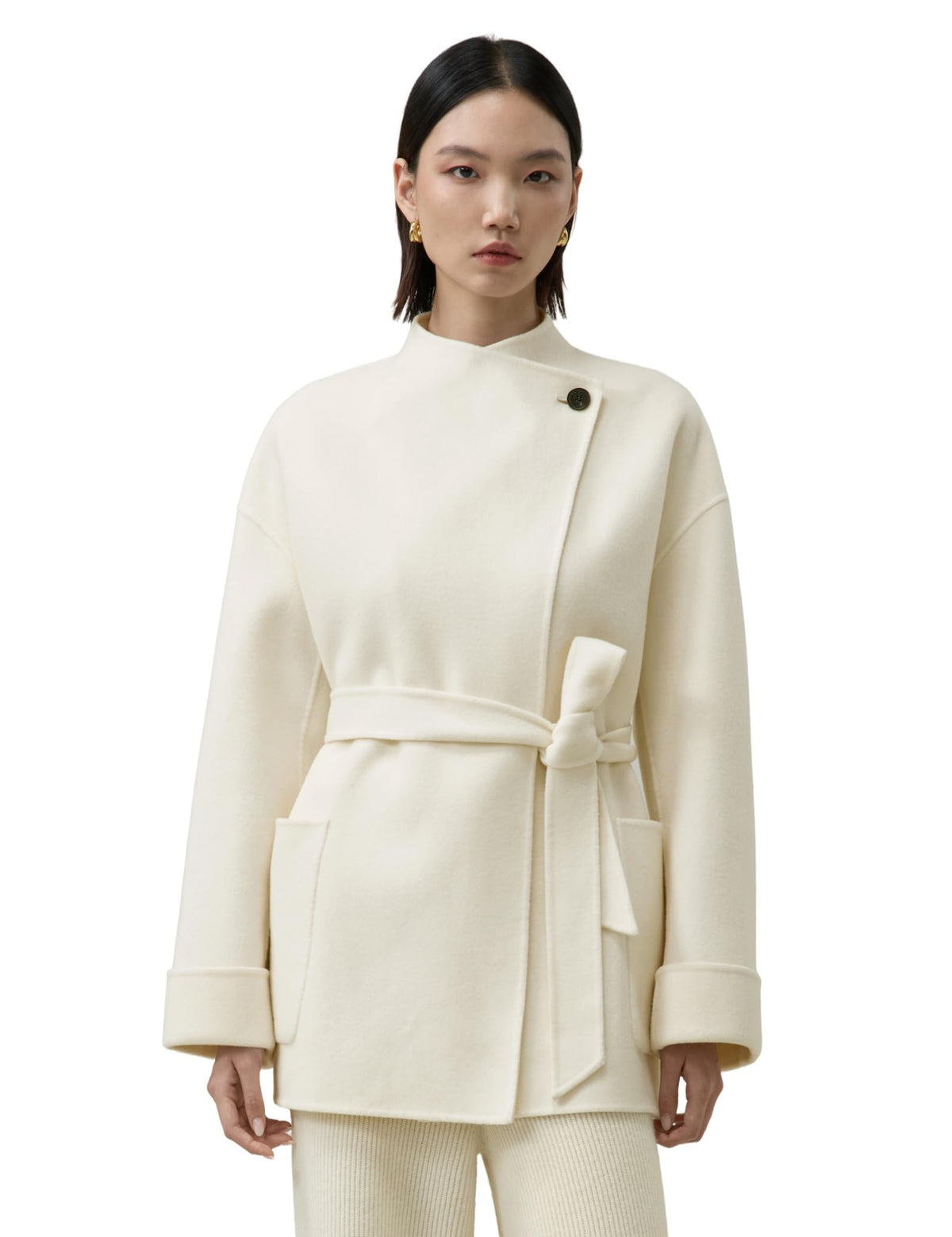 Wool-Cashmere Oversized Coat With Tie Belt