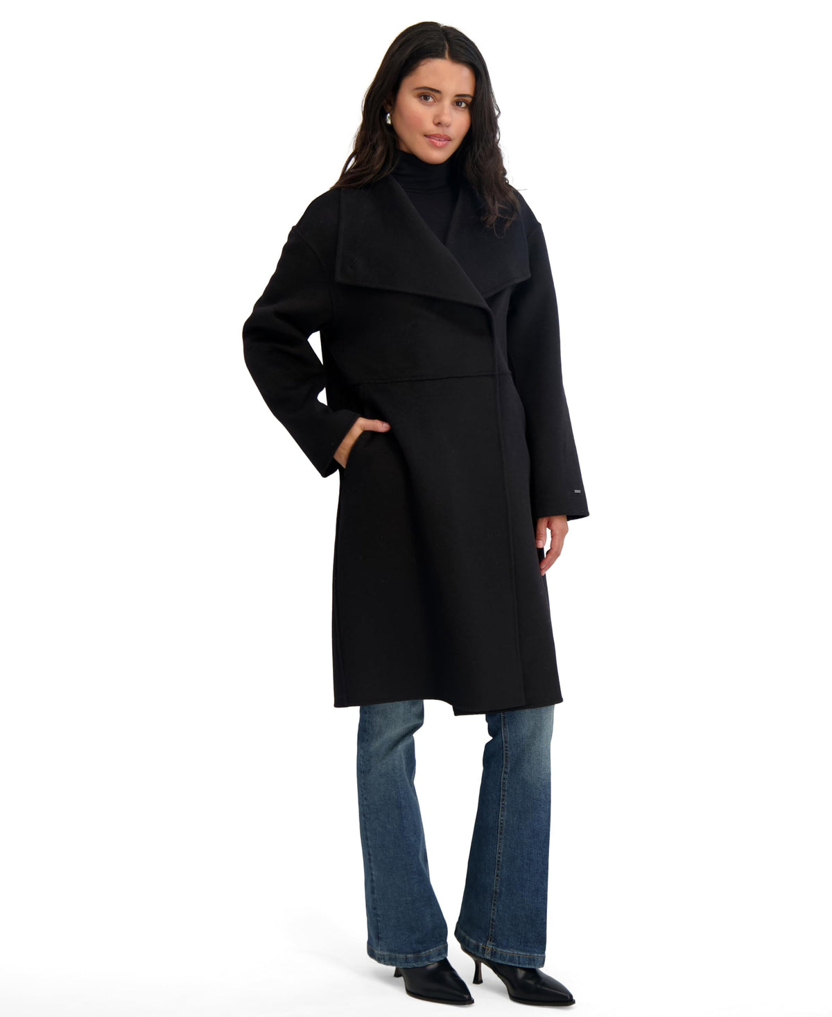 Asymmetrical Belted Wool Coat