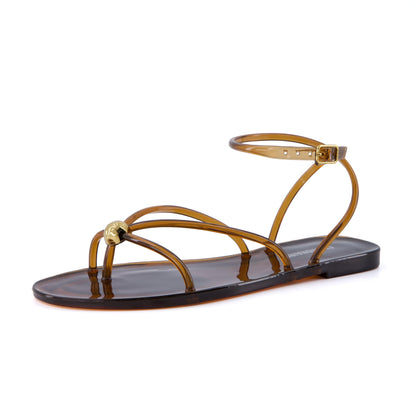 Jelly Strappy Sandals With Gold-Tone Hardware