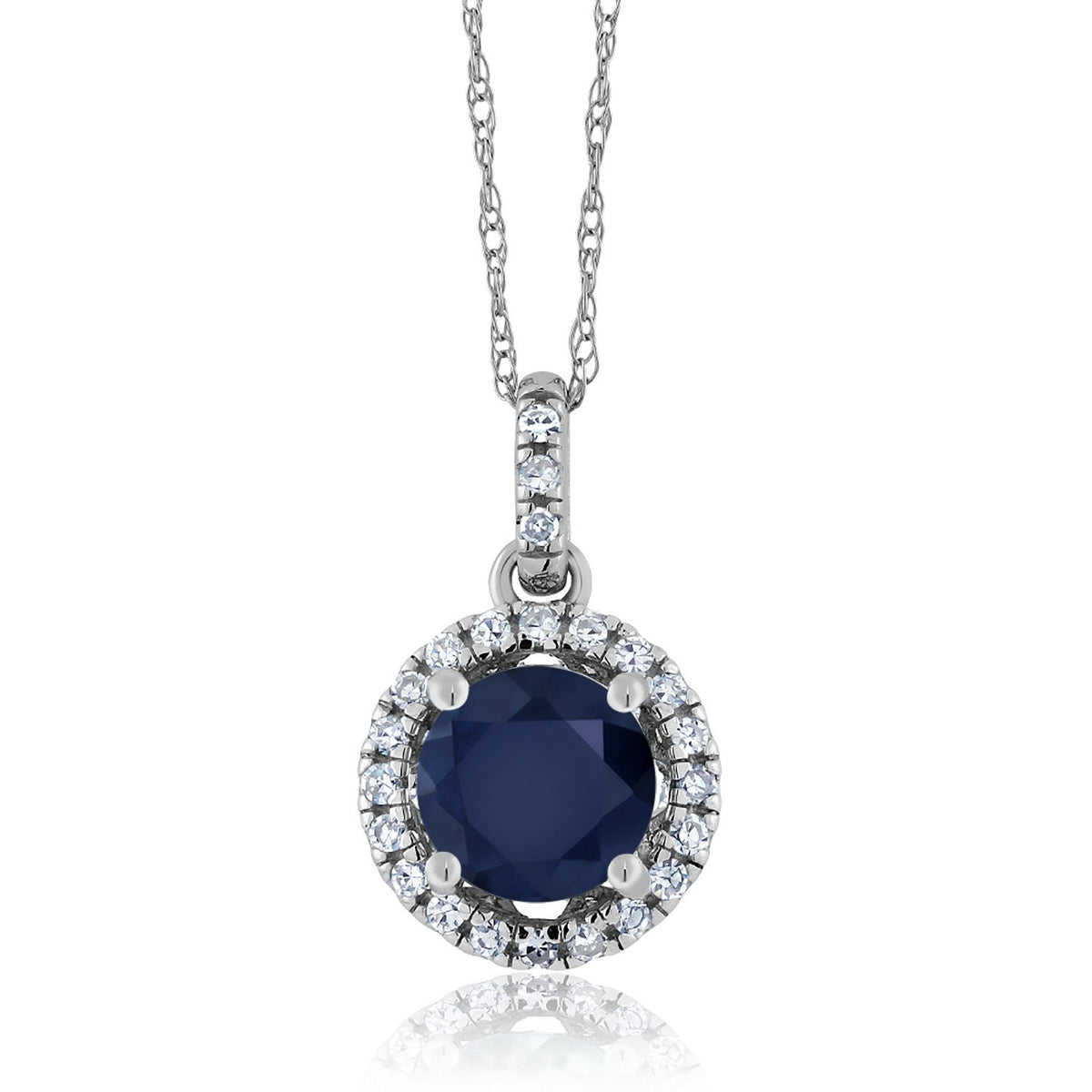14K White Gold Sapphire & Diamond Necklace