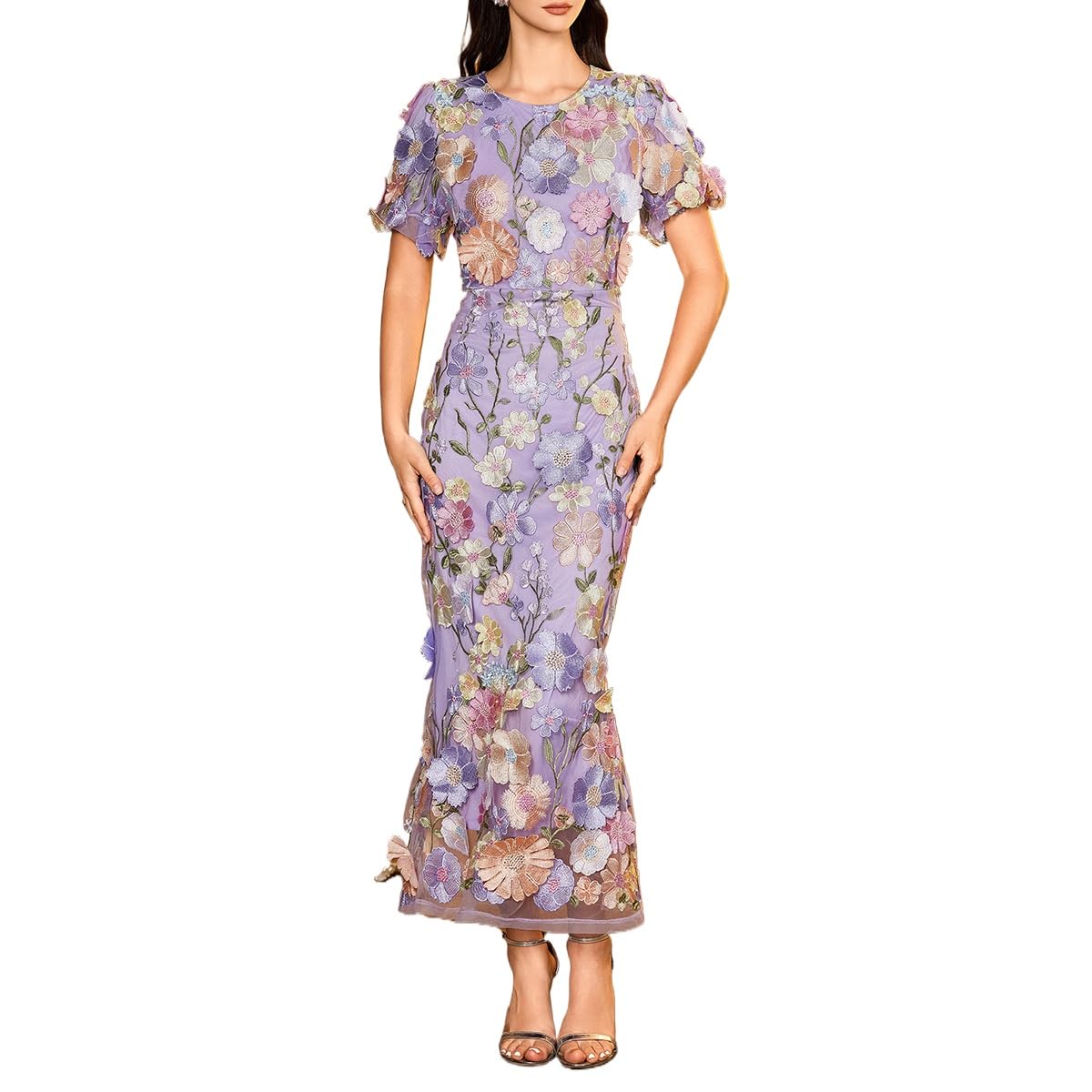 Floral Embroidered Lace Fishtail Mini Dress