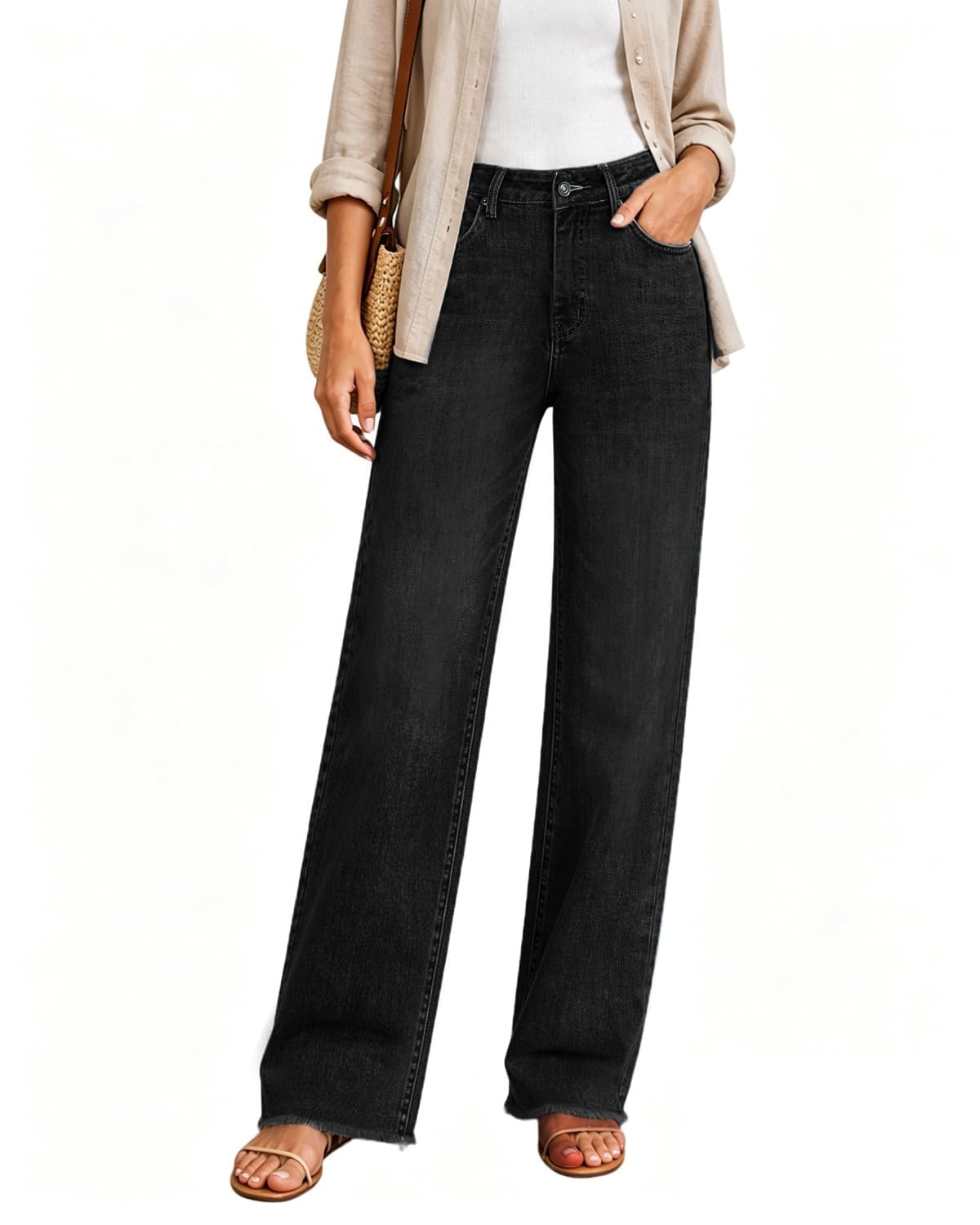 High-Waisted Stretch Straight-Leg Jeans