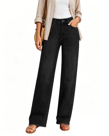 High-Waisted Stretch Straight-Leg Jeans
