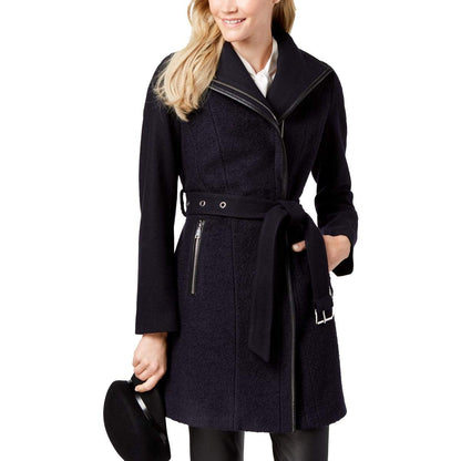 Fitted Tweed Coat With Waist Belt