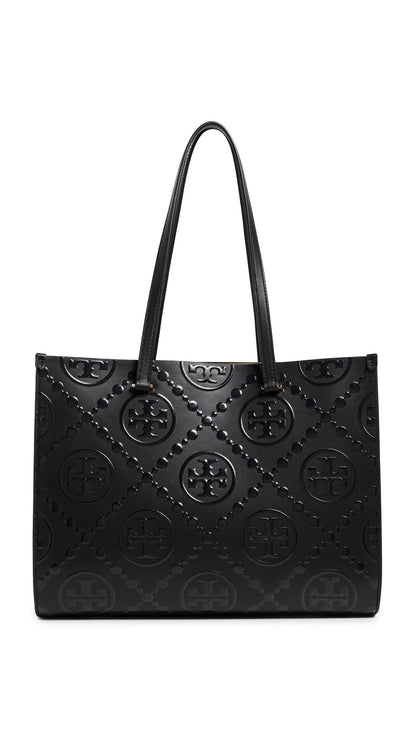 Embossed Monogram Tote Bag With Structured Shape